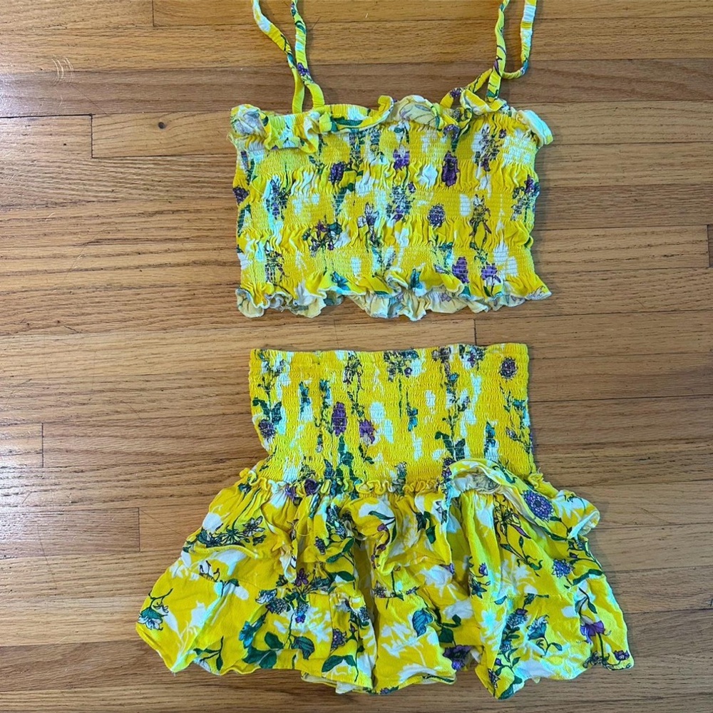 Muse Yellow Floral Smocked Set